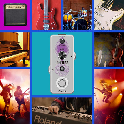 Amuzik Classic Guitar Pedals Analog Fuzz Effect Pedal Vintage G-Fuzz Effect Pedal For Electric Guitar Bass with True Bypass