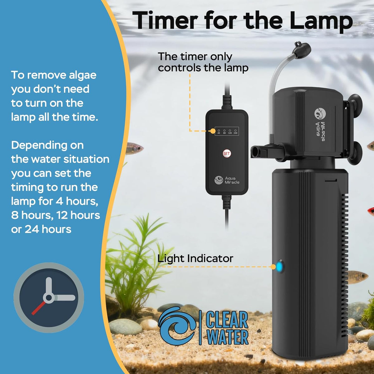 Fish Tank Filter with Timer, Sponge, Aeration and Rainfall Modes for 10-30 Gal Tanks - photo 4