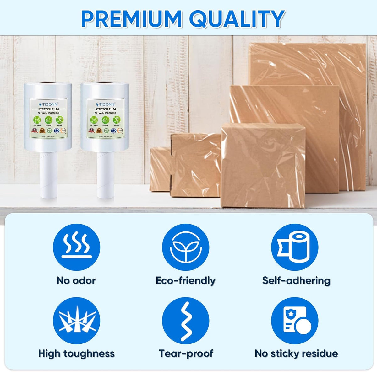 2Pk Stretch Wrap Stretch Film Roll, 1000ft Industrial Strength 5 inch Wide Clear Plastic Wrap with - photo 2