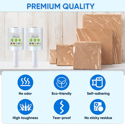 2Pk Stretch Wrap Stretch Film Roll, 1000ft Industrial Strength 5 inch Wide Clear Plastic Wrap with - photo 2