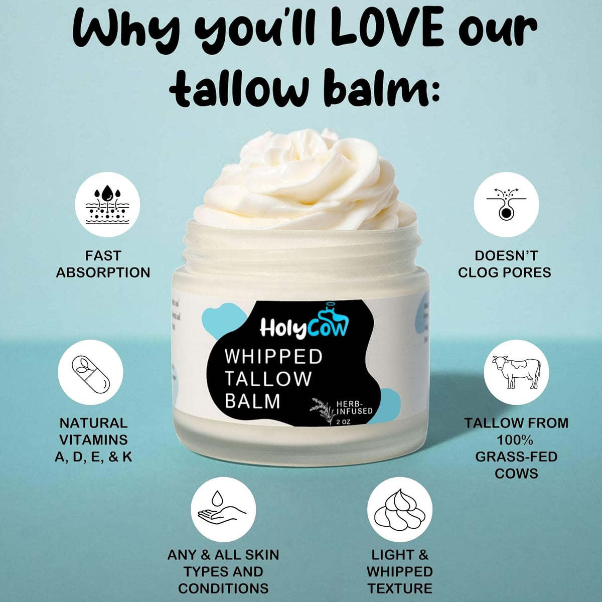 100% Grass Fed Beef Tallow Whipped Face Balm with Organic Jojoba Oil - photo 3