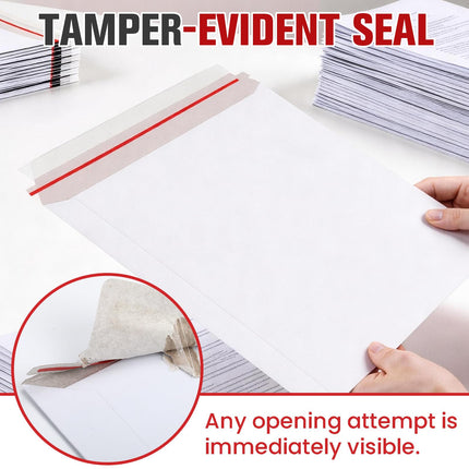 100 Pack 9X12 Inch Rigid Stay Flat Mailers, Self Seal Lightweight Cardboard Envelopes, White Mailers for Document, Magazine