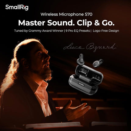 SMALLRIG Wireless Mic S70-C2 (2 TX + 1 RX + Charging Case), USB-C Compact Wireless Microphone for Android Phone/Action Camera, 48h Use, Noise Reduction Record for Vlog (Black)