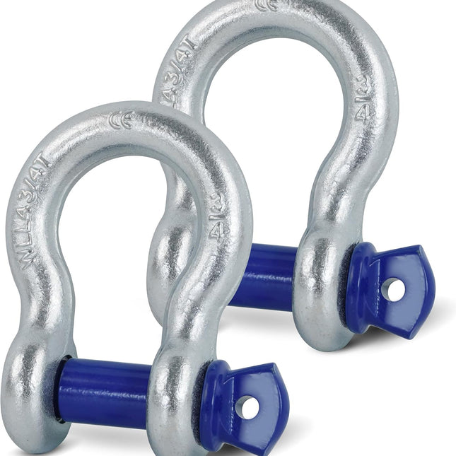 2 Pack 3/4 in. D Ring Shackles with 7/8 in. Screw Pins