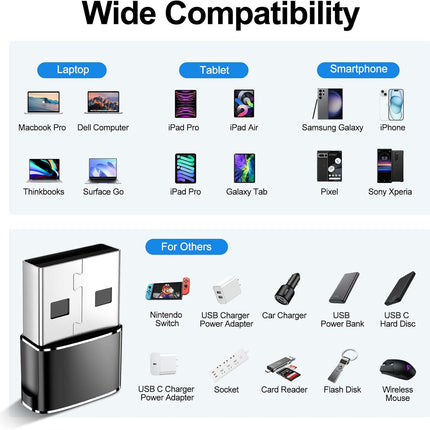 𝟒𝐏𝐚𝐜𝐤 𝐔𝐩𝐠𝐫𝐚𝐝𝐞𝐝 USB to USB C Adapter,Type-C Female to A Male Charger Converter for iPhone 17 Charger,iWatch Ultra SE 9 10,iPhone 17 Pro Max 16 15 14,Samsung S25,AirPods,iPad,Car,Xbox