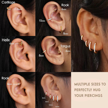 1Pair 316L Surgical Steel Opal Small Hoop Earrings for Women Hypoallergenic Medical Grade Lightweight For Cartilage Helix Daith Tragus Lobe Piercing Jewelry