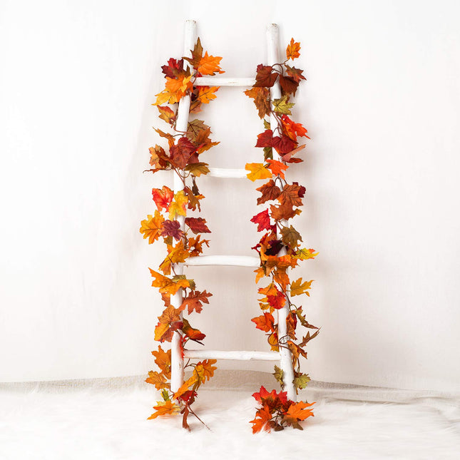 Paquete de 2 guirnaldas de arce de otoño - 5.9ft/Pieza, guirnalda de follaje otoñal artificial, decoración otoñal colorida para hogar, boda y fiesta (color mixto)