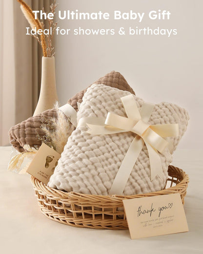Hooded Baby Towels for Newborn 2 Pack 100% Muslin Organic Cotton Baby Bath Towel with Hood for Babies - photo 4