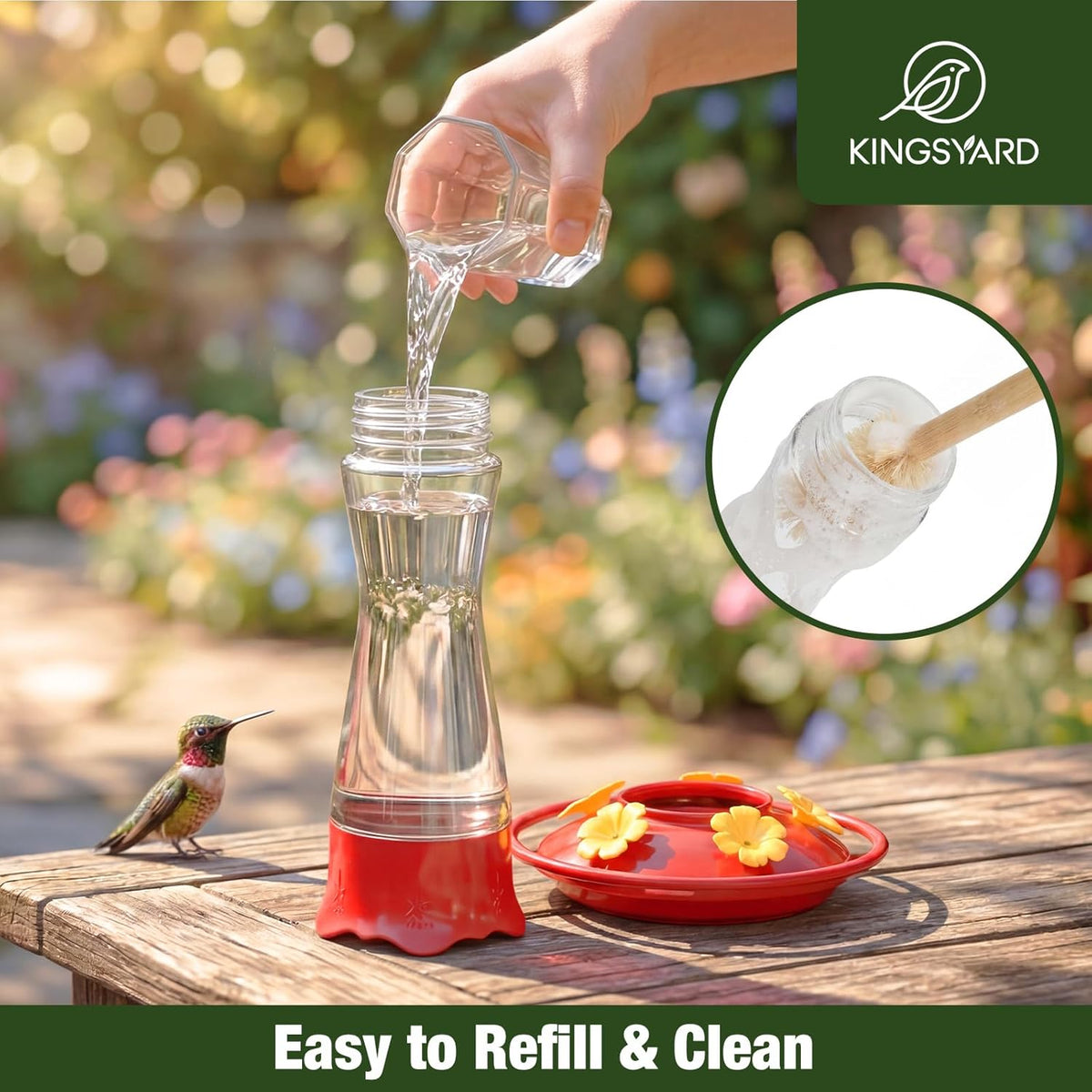 2-Pack Clear Glass Hanging Hummingbird Feeders, 10 oz - photo 5