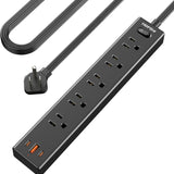 5Ft Extension Cord with Multiple Outlets, Flat Plug Power Strip Surge