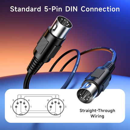 Cable Matters 2-Pack 5 Pin DIN MIDI Cable, 5 Pin MIDI Cable - 3 Feet