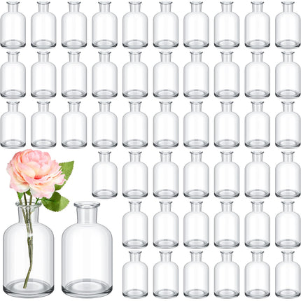 54 Pcs 3.15 Inches Small Glass Bud Vases Bulk Mini, Clear