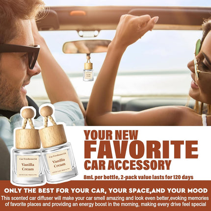 HoogaLife Car Air Freshener Diffuser 2 Pack Hanging Air Freshener Diffuser - Vanilla Cream Fragrance Oil Air D iffuser for Car, 45+ days Long Lasting Fragrance Made in USA C ar Air Fresheners (V54)
