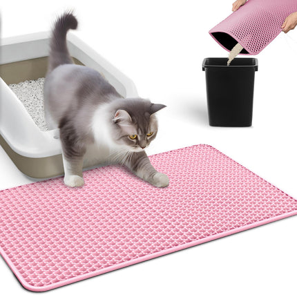 Cat Litter Mat, 23.2 x 14.6 in, Waterproof, Non-Slip, Grey