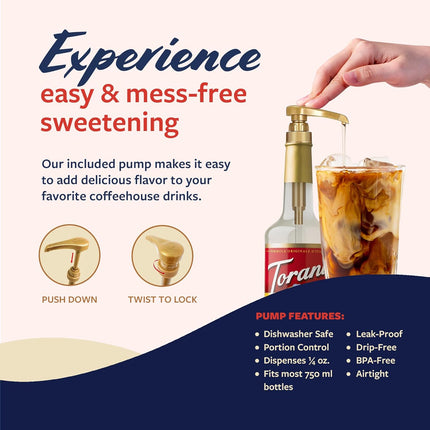 Torani Coffee Syrup, Almond Orgeat Flavored Syrup for Drinks, Glass Bottle with Pump Included, 25.4 Fl Oz