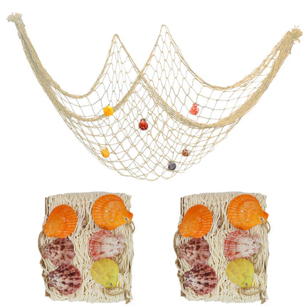2 PCS Fish Net Decorations,80 x 40 Inch,Ocean Themed Party Decor