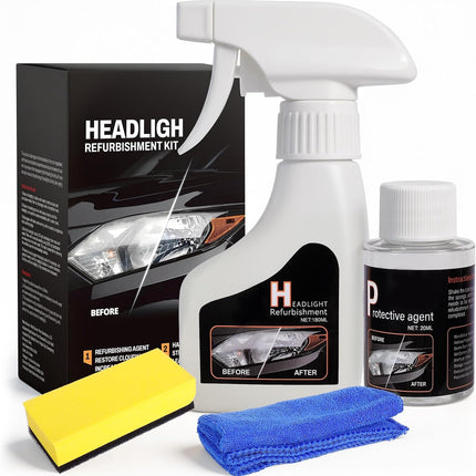 Headlight Restoration Kit Cleaner Restorer: Car Headlamps Oxidized & Yellowed Lens Repair with Protective Coating - Clear Bright Headlights for Trucks Motorcycles