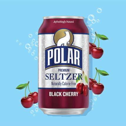 Polar Seltzer Water Black Cherry, 12 fl oz cans, 18 pack