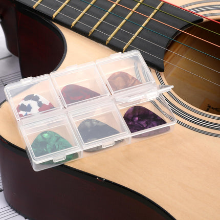 Guitar Pick Holder, Guitar Pick Case, 6-Grid Storage Organizer, Storage Box, 60 Capacity, Box Only