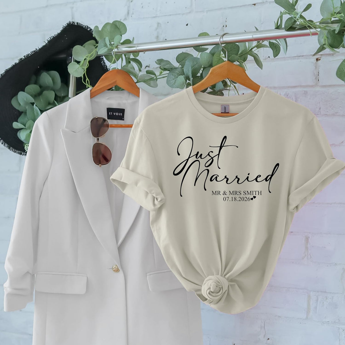 Personalized Just Married Matching Couples Shirts - photo 2