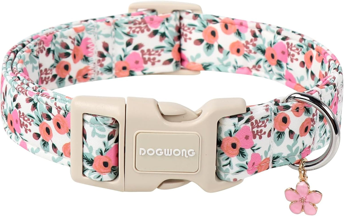 Flower Cotton Dog Collar for Small, Medium, and Large Dogs