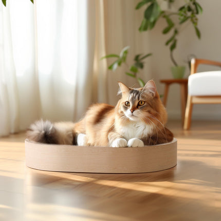Cat Scratcher Bed, Oval Cardboard Scratching Board for Indoor Cats