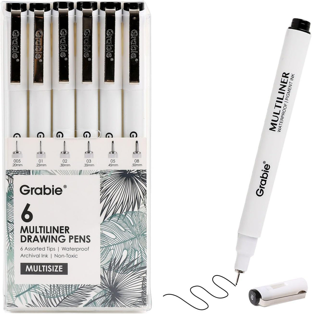 Micro Fineliner Pens, 6 Black Waterproof Fine Line Drawing Pens