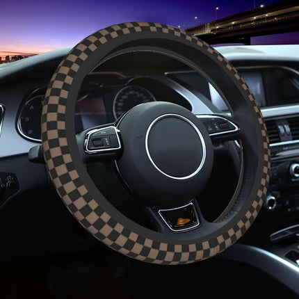 Checkered Brown License Plate Frame 2pc Checkered Brown Black License Plate Frame Checkereds Steering Wheel Cover Steering Wheel Cover Cars Aluminum with Fits Standard Us Ca Vehicles
