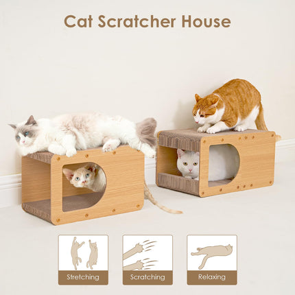 Cardboard Cat Scratcher House, 17-Inch Cat Scratch pad, Brown