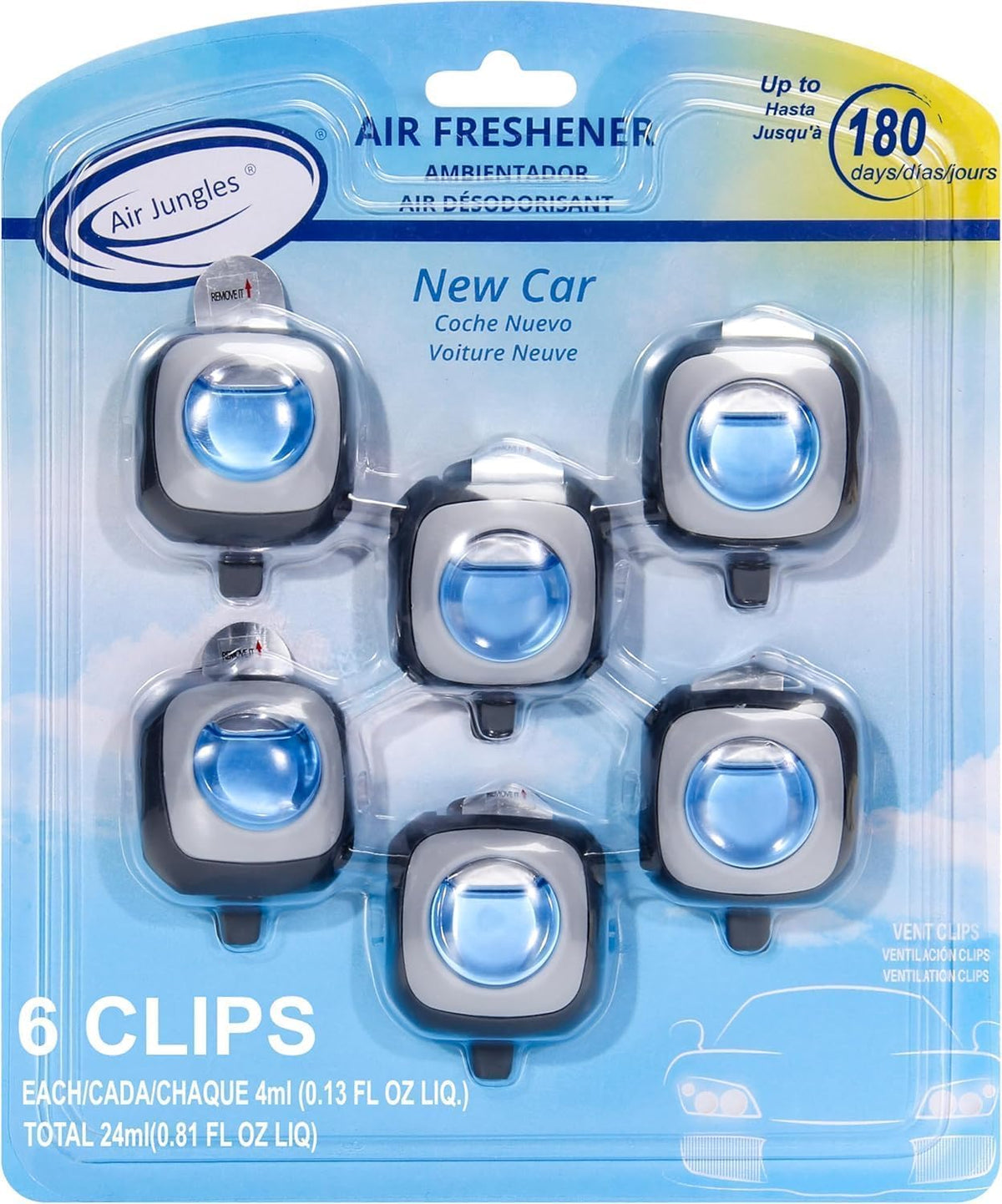 New Car Scent Car Air Freshener Vent Clips, 6 Count