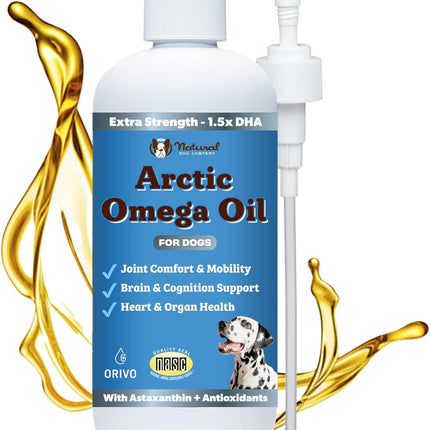 Natural Dog Company Arctic Omega Oil for Dogs – Salmon, Pollock, Krill & Algal, DHA Supports Skin & Coat, Joint Mobility, Cognitive Health & Immune Wellness, Liquid Fish Oil Pump,16 oz