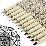 Muchcute Micro Fineliner Drawing Art Pens,12 Black Art Supplies Adult Craft