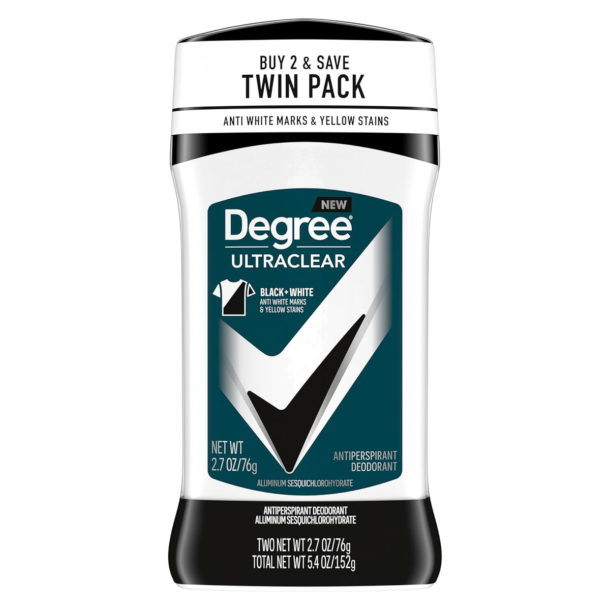 Men Black + White Antiperspirant Deodorant, 2 Count, 2.7 oz - photo 2