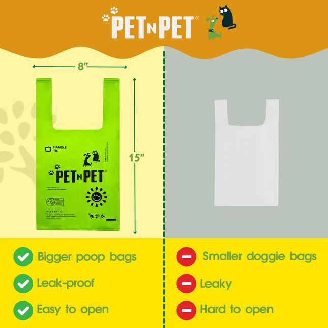 Dog Poop Bags with Handles, 200 Count, Unscented