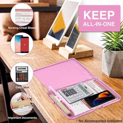 Sooez Clipboard with Storage, Clip Board 8.5 x 11 with Pen Holder, Plastic Organization Case Box for Letter Legal A4 Size Paper, Low Profile Clip, Nurses Teachers Must Haves, School & Office Supplies