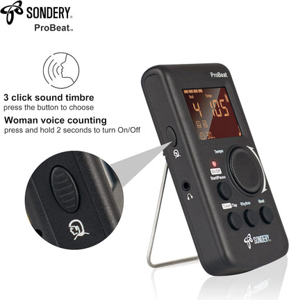 Digital Metronome Rechargeable English Vocal Counting with Timer Function for Piano Guitar Drum and All - photo 3