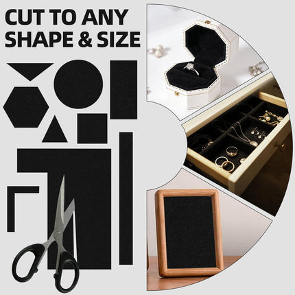 6-Piece Large Self-Adhesive Black Felt Sheets, 13.4 x 10.8 in