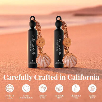 PUREAMOR Pheromone Perfume for Women, Amber Noir 2-Pack Keychain Perfume – Bold Gourmand Scent with Coffee, Vanilla & Jasmine, Long Lasting Extrait de Parfum, 0.07 oz / 2 ml Each