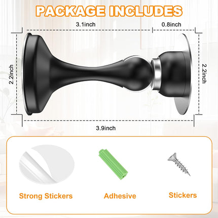 Crosize Magnetic Door Stoppers 1 Pack, Stainless Steel Door Stops for Wall and Floor Mounting, Gate Stops, No Drilling Metal Doorstops with Adhesive Tapes, Black