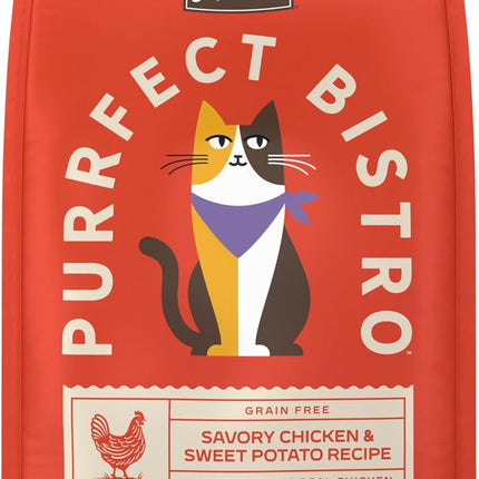 Merrick Purrfect Bistro Grain Free Chicken and Sweet Potato Recipe Natural Dry Cat Food for Adult Cats, High Protein, Outdoor or Indoor Cat Food - 12 lb. Bag