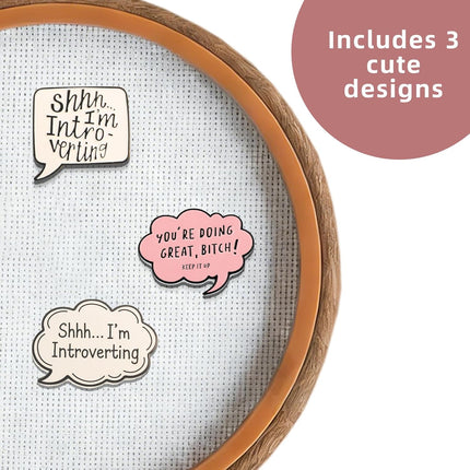 Needle Minder for Keeping Sewing & Embroidery Needles – Magnetic Needlepoint Holder, Cross Stitch Supplies – Secure & Decorative Needle Minders for Stitching & Crafting (Shhh... I'm Intro-vering)