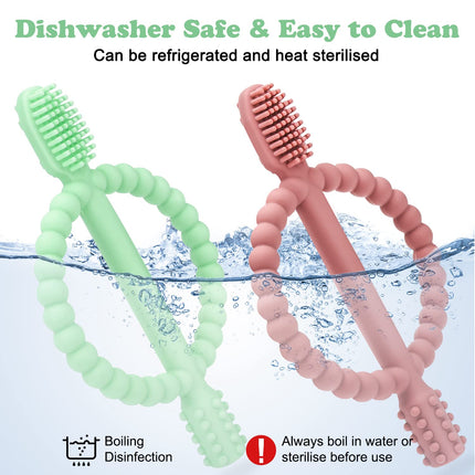 Baby Teething Toys with Easy-Hold Handle, Infant Toothbrush