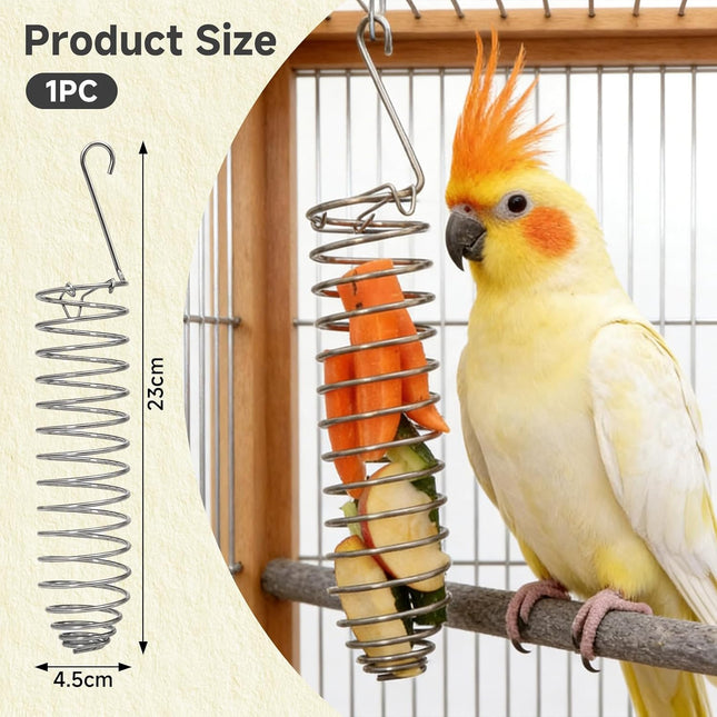 Millet Holder for Bird Cage, Bird Foraging Toy Feeder for Parrots Parakeet Cockatiel, Stainless Steel - photo 2