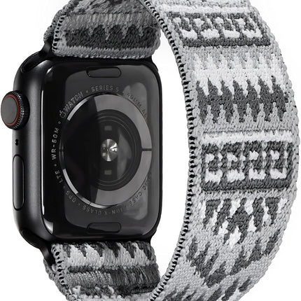 Tefeca Unity Series Elastic Compatible/Replacement Band for Apple Watch/Apple Watch Ultra(Silver Aztec, S fits 6.0-6.5 inch wrist, 49/45/44/42mm)