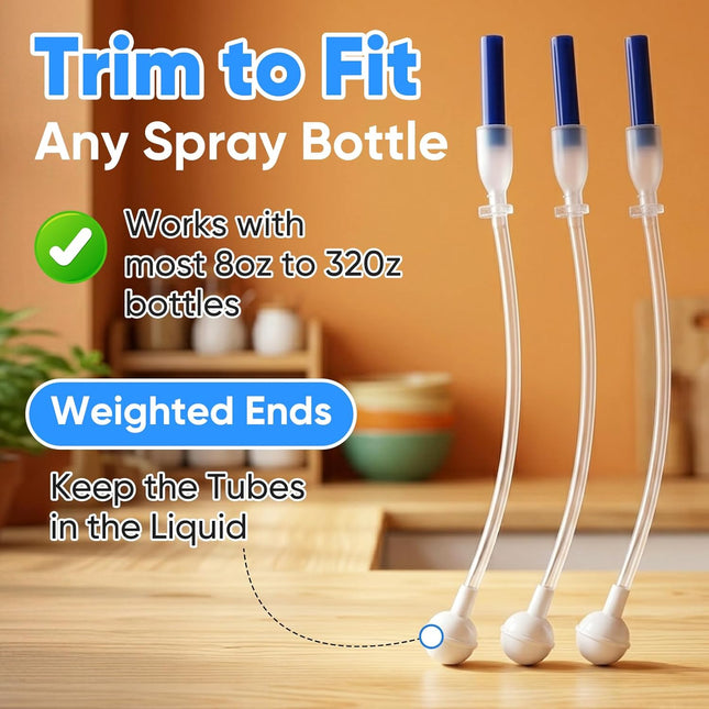 3 Pack Universal Fit 360° Spray Bottle Adapter with 4.3 in Weighted Tube