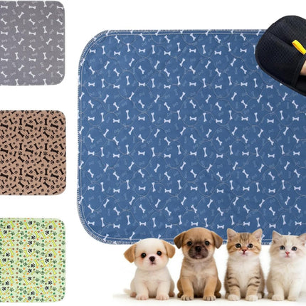 Puppy Pads with Pheromones, Washable Pee Pads for Dogs Potty Training, Reusable Dog Mat with Pet Hair Removal Gloves for Playpen, Crate, Whelping Box (Blue,S)