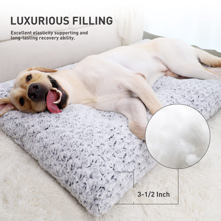 Washable Dog Bed Medium Size Dog Crate Bed Plush Pet Mat 35"x23" Gray