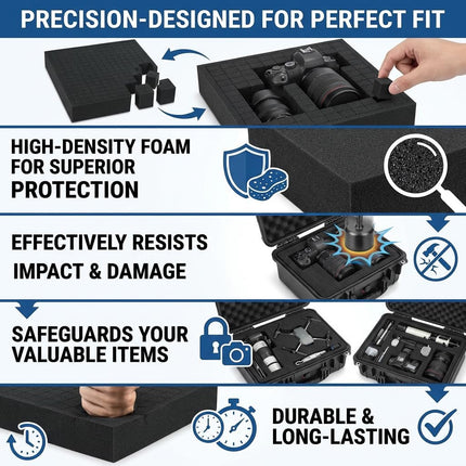 4 Pack Gun Case Foam Inserts, Pick And Pluck Foam Sheets 16x12x2 & 16x12x0.4 Inches, Closed Cell Polyurethane Padding for Gun Case Toolbox Storage And Organizers
