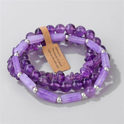 3Pcs Natural Stone Bracelets for Women 8mm Crystal Beaded Bracelets Handmade Stretch Bracelet Healing Crystal Jewelry for Women