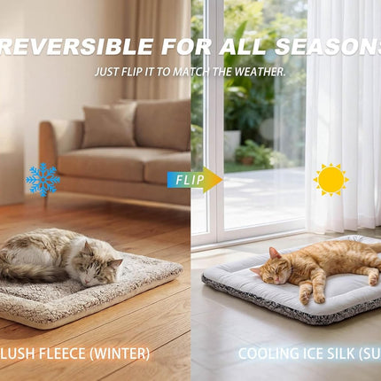 Dog Cooling Mat, Self Warming Cat Bed, Reversible Warm & Cooling Cat Bed, Winter Warm Cat Pad & Summer Cooling Cat Mat for Kittens & Small Dogs, Perfect for Crates, Beds & Sofas, Gray, 18" x 24"